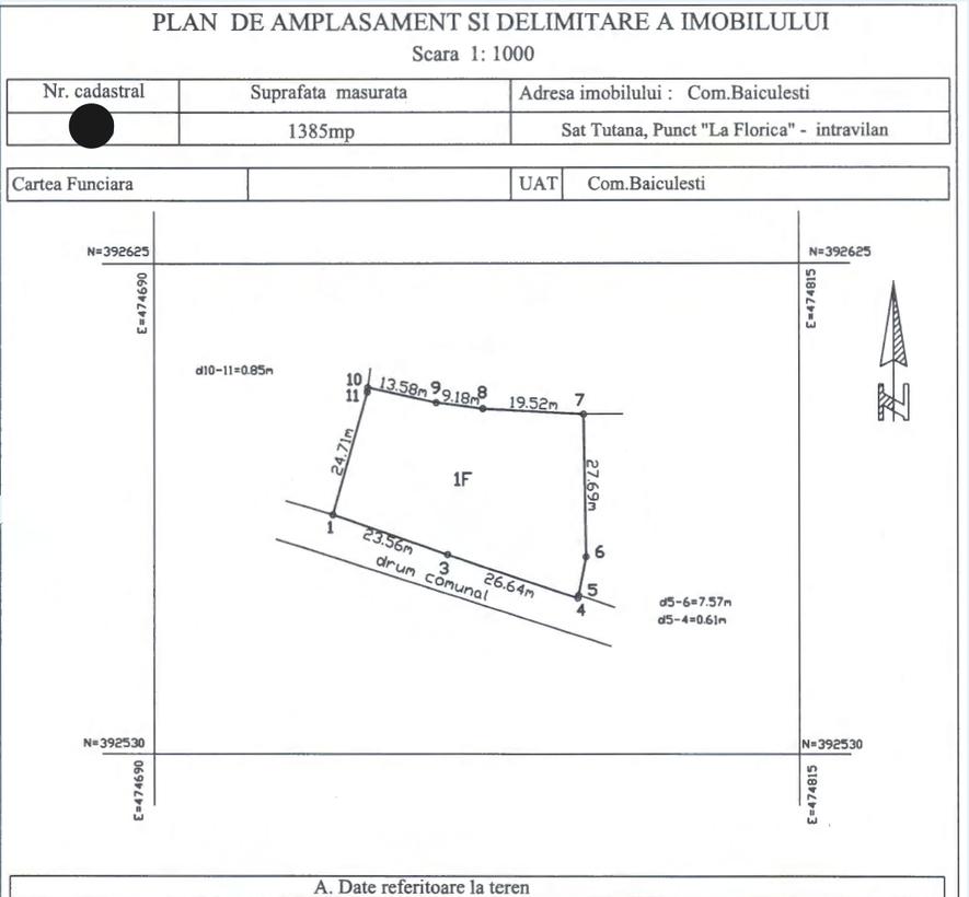 Tutana Arges 1385mp 50m desc la asfalt gaz curent 10min de A1