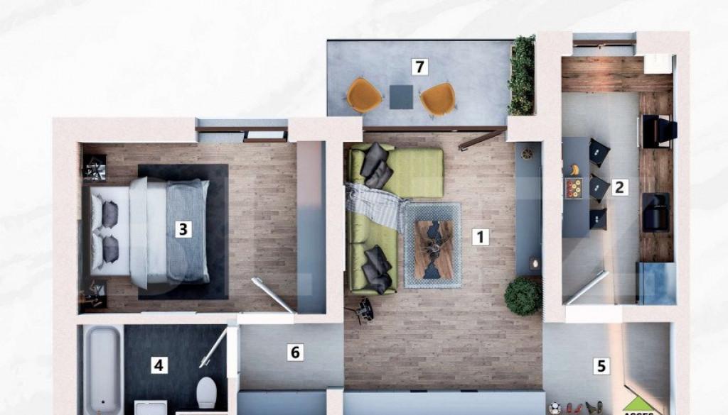 Apartament de 2 camere Loc de parcare Inclus