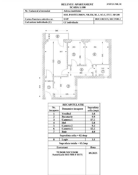 Apartament 3 camere decomandat Pantelimon