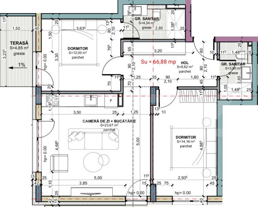 3 camere etajul 1 2 bai 2 balcoane Terra Oas