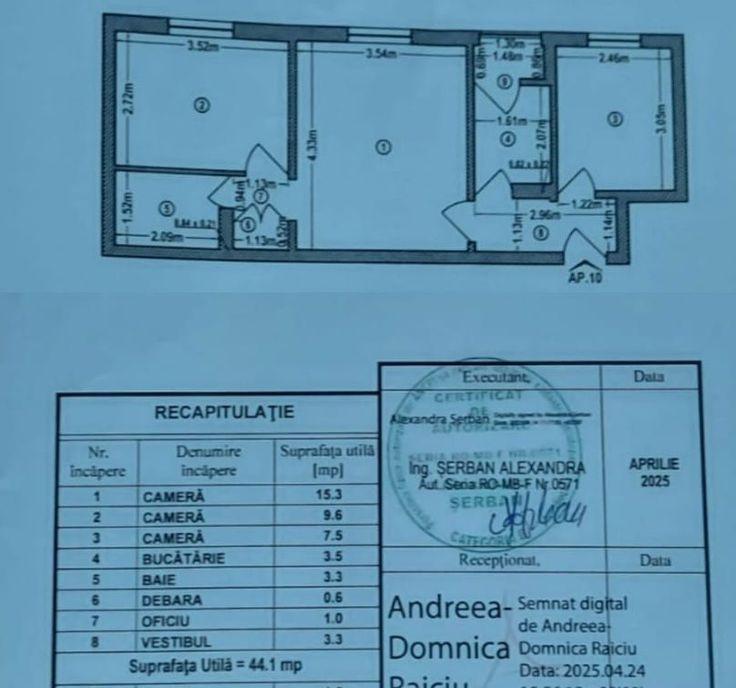 3 camere renovat etaj 2 Sector 4 Straja Huedin