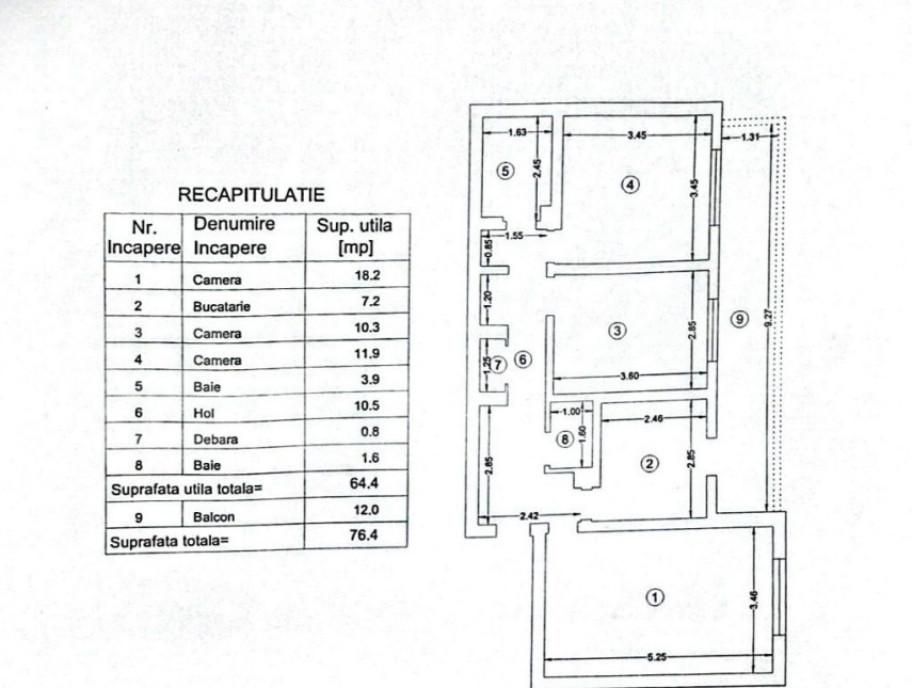 Apartament 3 camere decomandat 76 4 mp Dancu