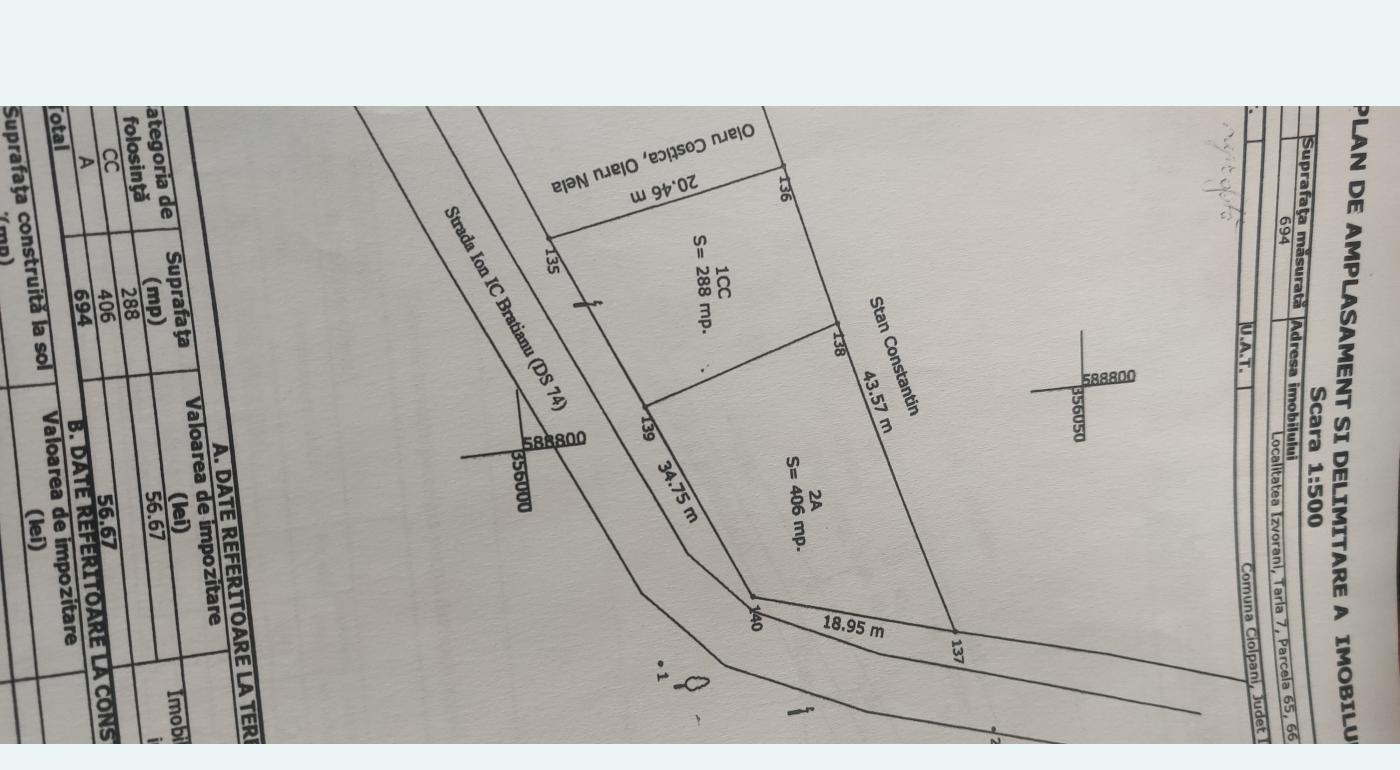 700mp centru Izvorani Ilfov intravilan utilitati cad intab