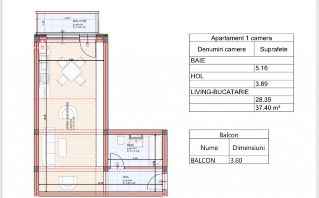 Garsoniera 36 mp Sanpetru