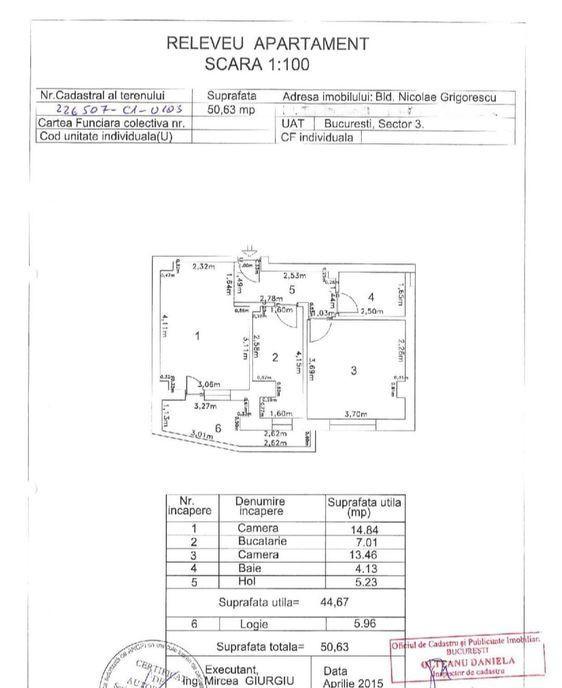 2 Camere Sector 3 Nicolae Grigorescu Bloc 2015