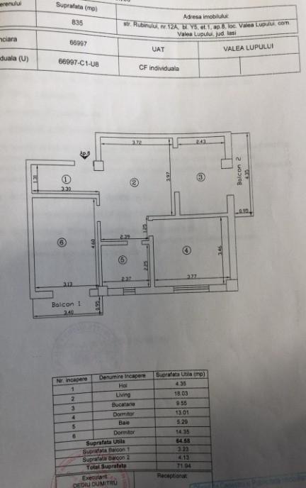 Apartament 3 camere cartier Yriss Valea Lupului