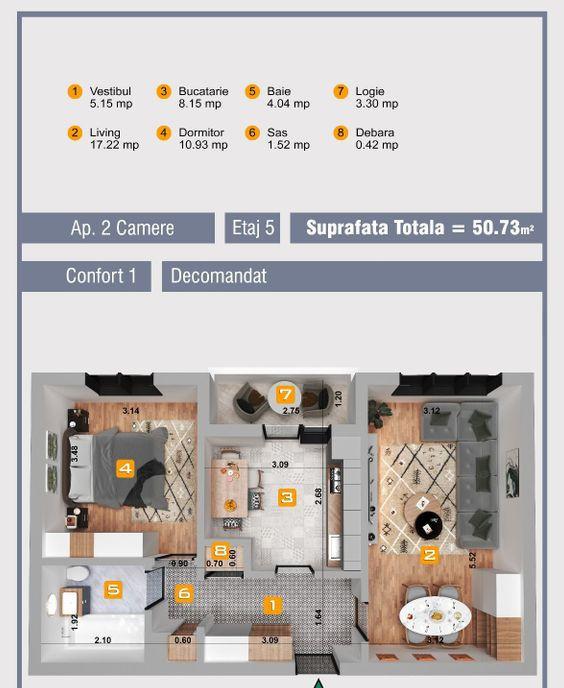 2 Camere Decomandat Metrou Aparatorii Patriei Etaj In