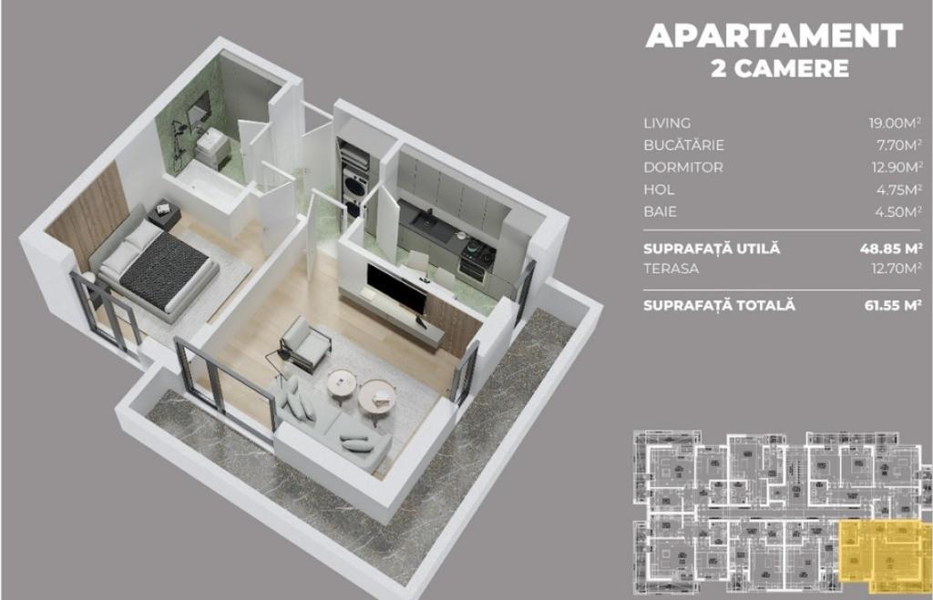 Apartament cu 2 camere la Parc Laurentiu Raiciu Popesti Oltenitei