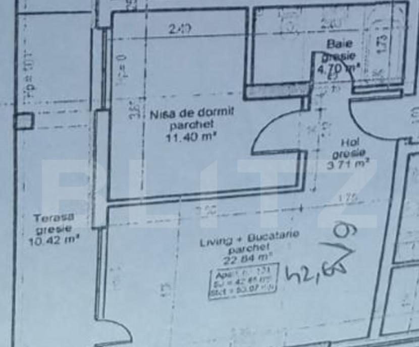 Apartament cu priveliste 2 camere 42 mp terasa 10 mp zon