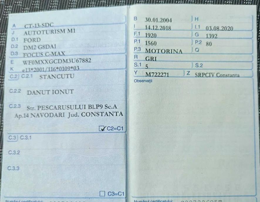 Focu C-Max stare buna distributie schimbata 1 000 eur