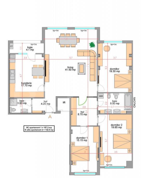 Apartament 4 camere 132 mpu bloc boutique cu lift zona Ce
