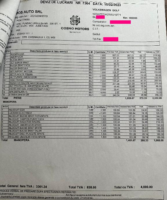 VW Golf 5 1 4 MPI 75 CP 2005 1 799 eur