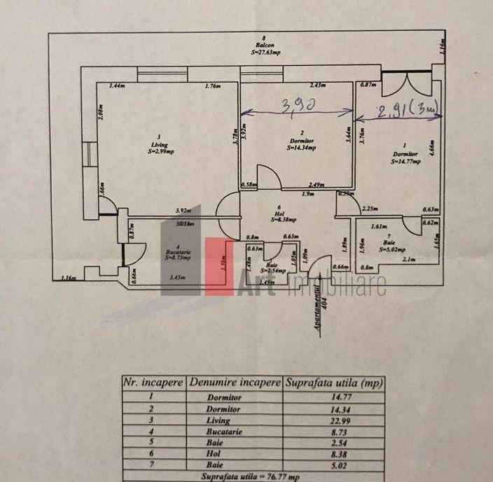 Apartament 3 camere Parcul Tineretului