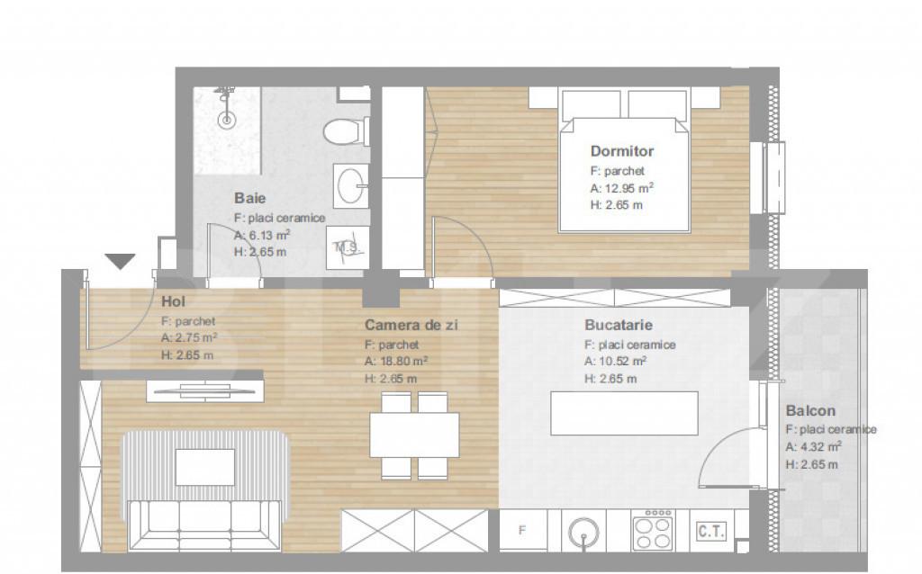 Apartament finisat 51 mp tva inclus ansamblu nou zona T