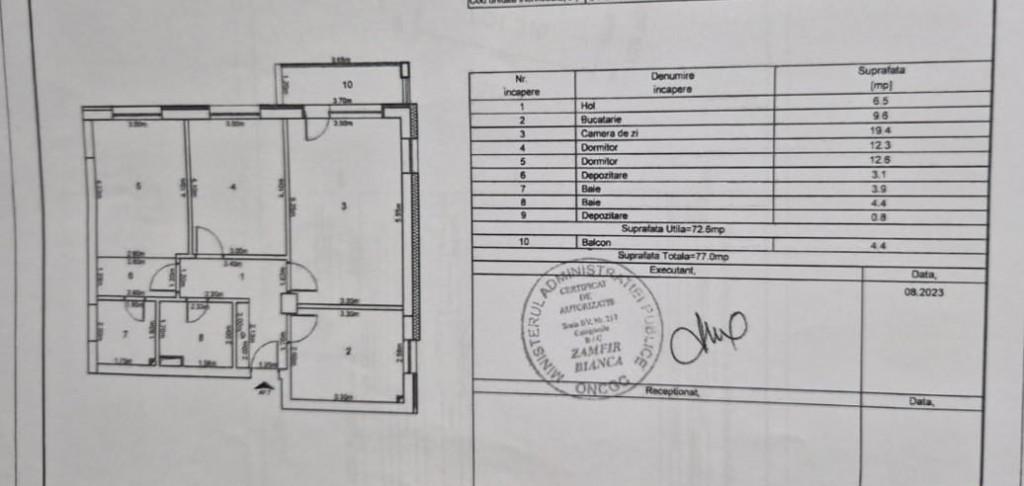 Apartament 3 camere decomandat Casa Nobel etaj 1 parcare