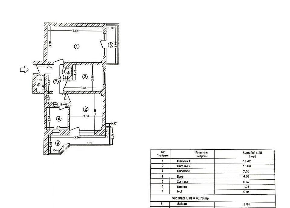 Apartament 2 camere decomandat 61mp Piata Victoriei Banu