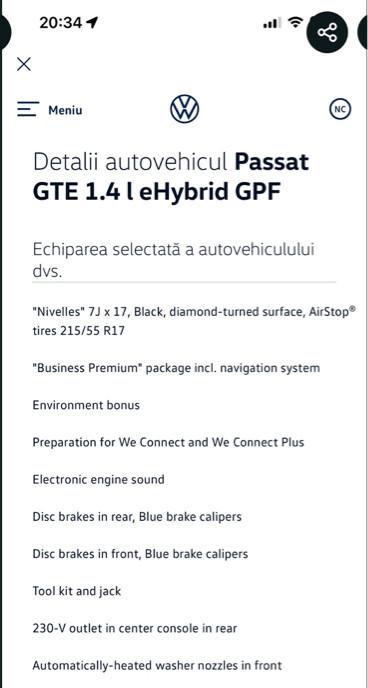 VW Passat GTE 2021 218CP 20 500 eur